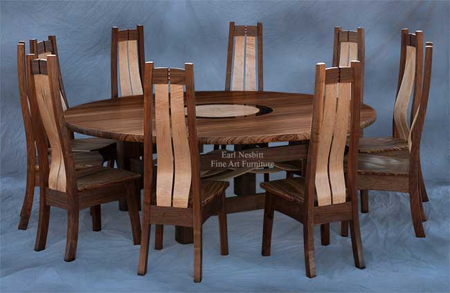 custom made round dining table set with ten chairs